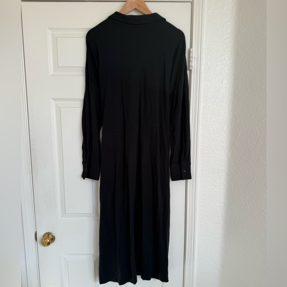 Jason Wu J Jason Wu Regular Draped Shirt Midi Dress Black Size XL Long Sleeve - Picture 4 of 6